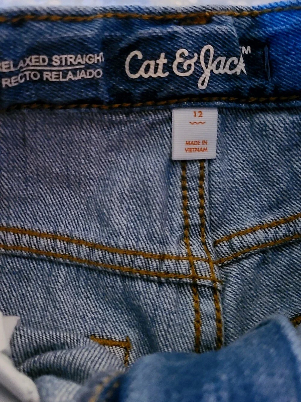 Cat & Jack Boys Relaxed Straight Leg Blue Jeans Sz 12